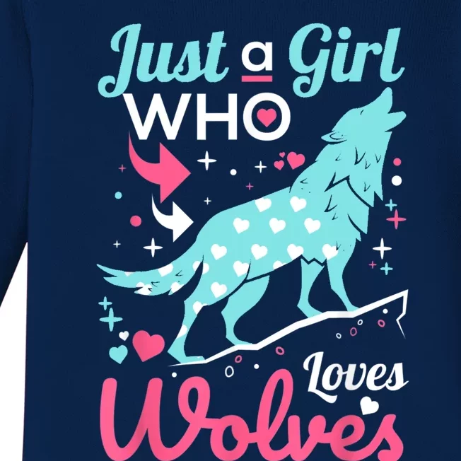 Just A Girl Who Loves Wolves Funny Wolf Doglike Lover Outfit Baby Long Sleeve Bodysuit