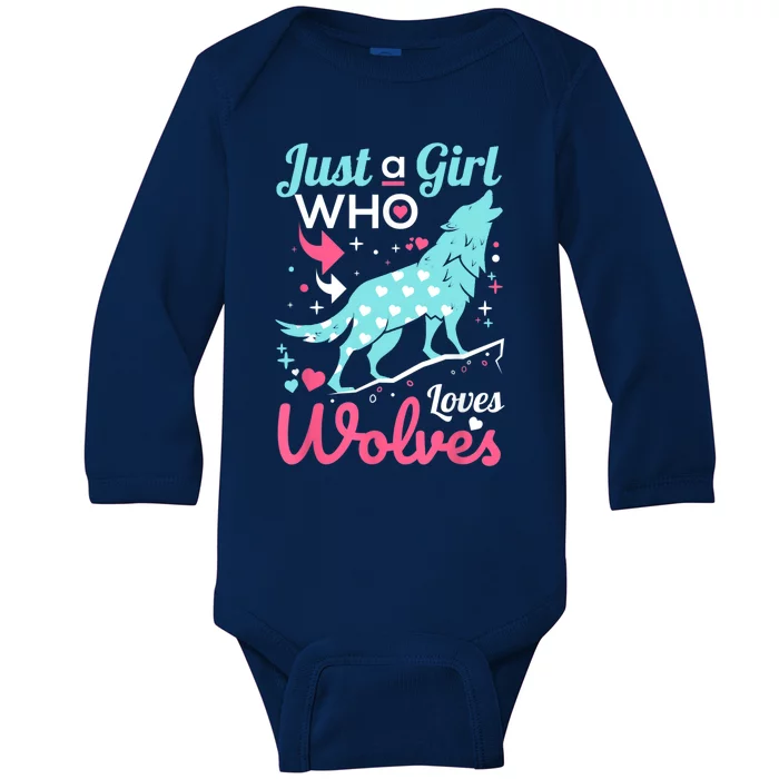 Just A Girl Who Loves Wolves Funny Wolf Doglike Lover Outfit Baby Long Sleeve Bodysuit