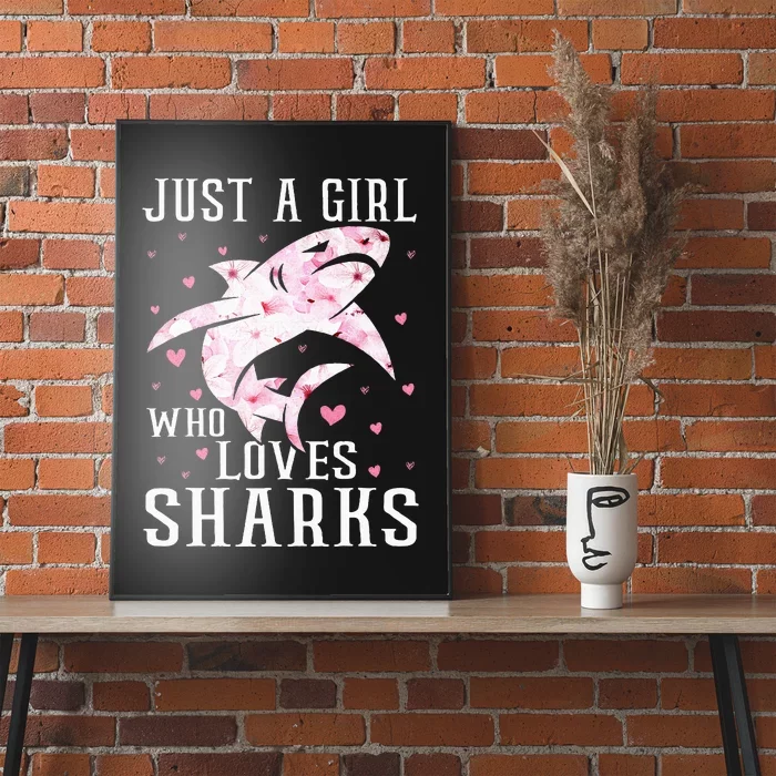 Just A Girl Who Loves Sharks Retro Style Vintage Poster