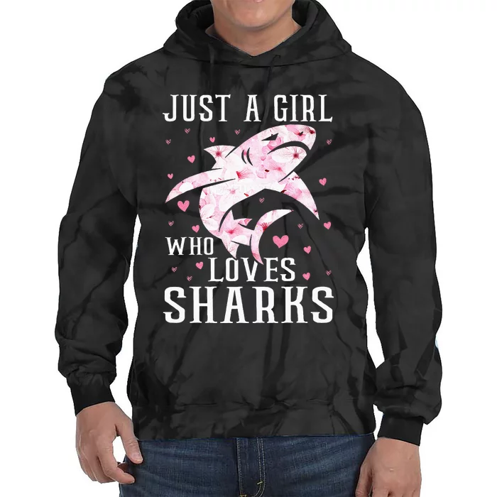 Just A Girl Who Loves Sharks Retro Style Vintage Tie Dye Hoodie