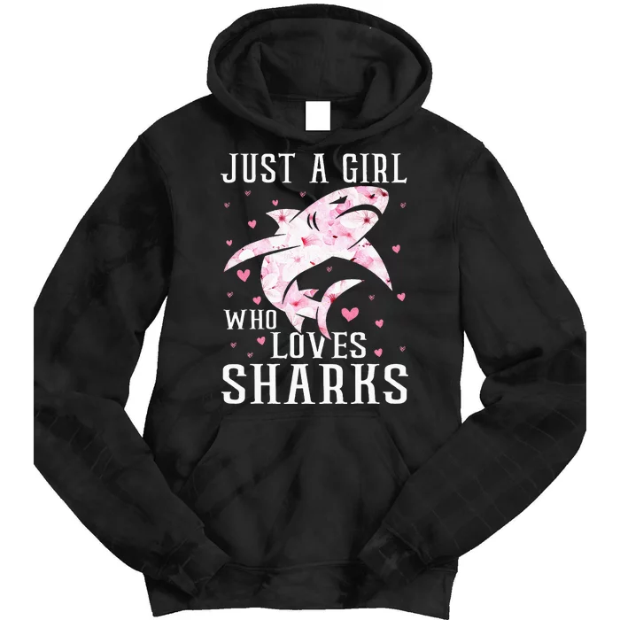 Just A Girl Who Loves Sharks Retro Style Vintage Tie Dye Hoodie