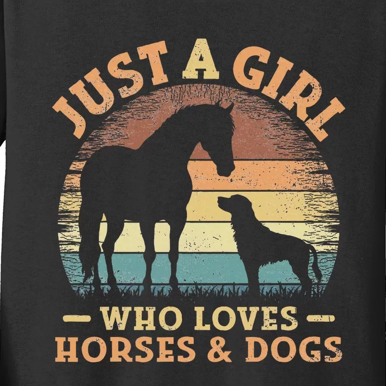 Just A Girl Who Loves Horses And Dogs Kids Long Sleeve Shirt