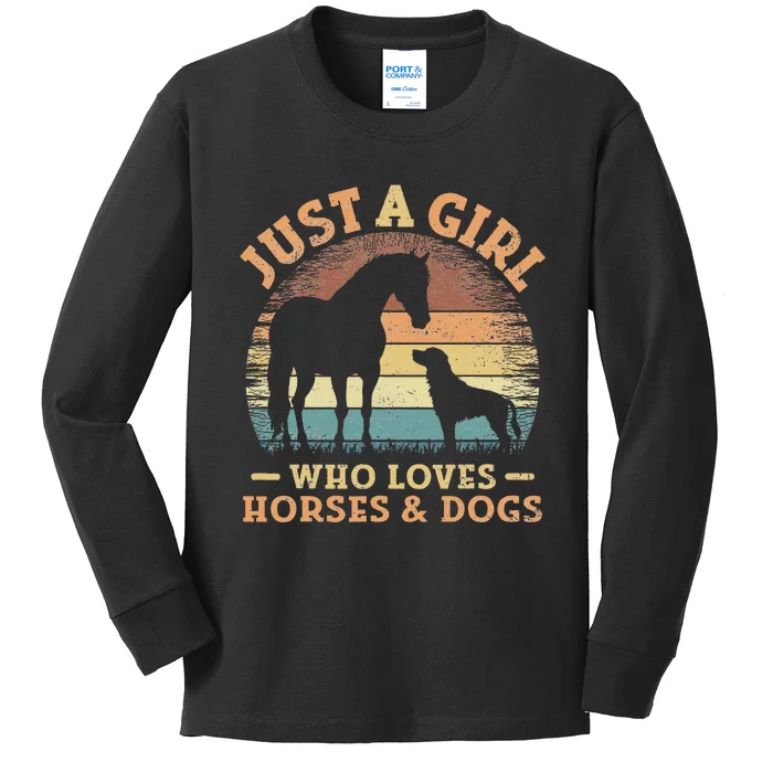 Just A Girl Who Loves Horses And Dogs Kids Long Sleeve Shirt