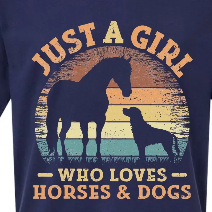 Just A Girl Who Loves Horses And Dogs Sueded Cloud Jersey T-Shirt