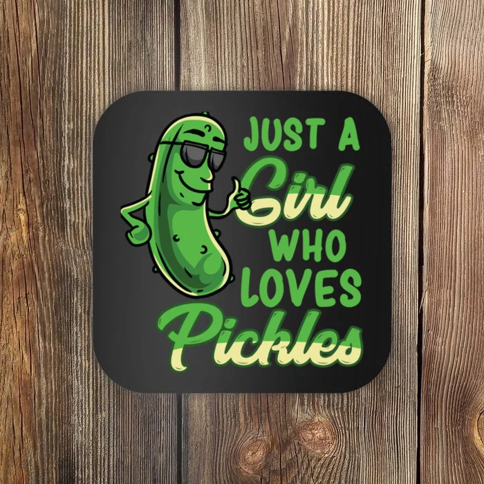 Just A Girl Who Loves Pickles Cute Pickle Girl Coaster