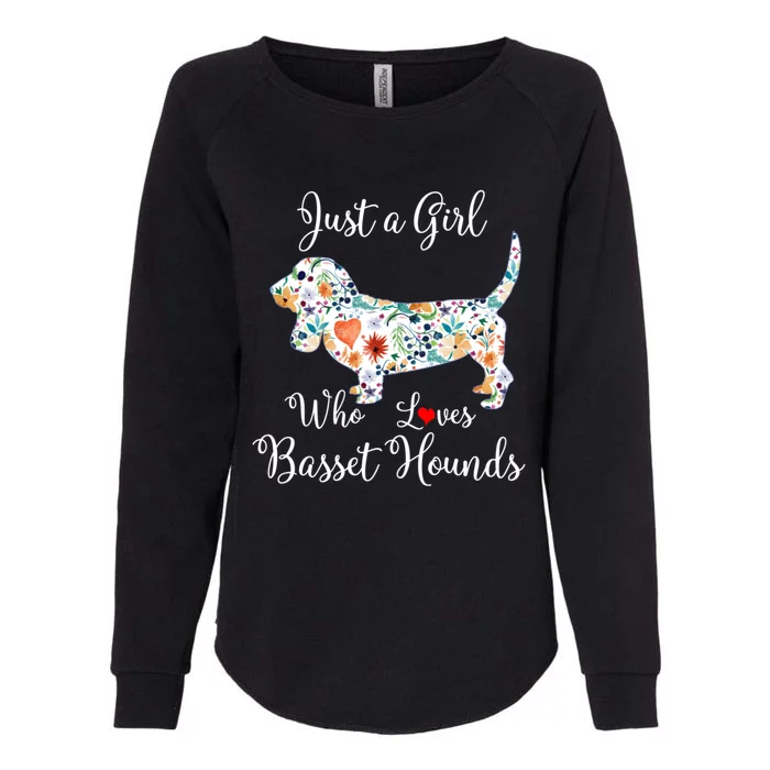 JUST A GIRL WHO LOVES BASSET HOUNDS Hoodie Womens California Wash Sweatshirt