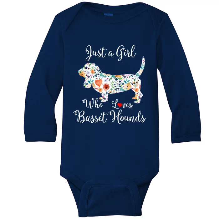 JUST A GIRL WHO LOVES BASSET HOUNDS Hoodie Baby Long Sleeve Bodysuit