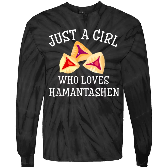 Just A Girl Who Loves Hamantashen Happy Purim Costume Party Tie-Dye Long Sleeve Shirt