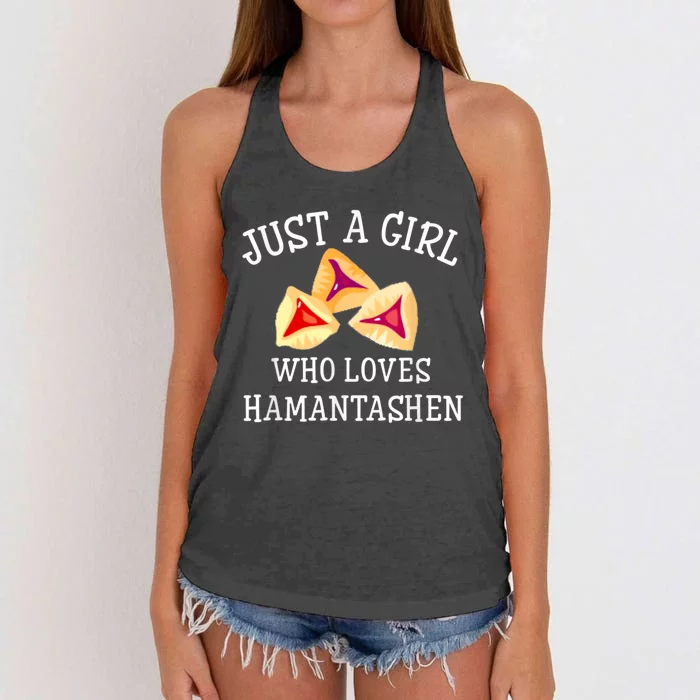 Just A Girl Who Loves Hamantashen Happy Purim Costume Party Women's Knotted Racerback Tank