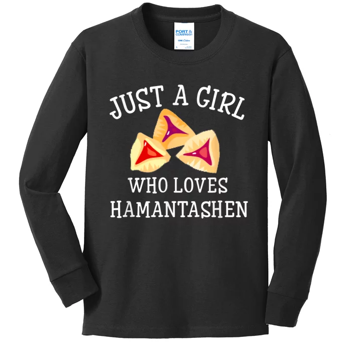 Just A Girl Who Loves Hamantashen Happy Purim Costume Party Kids Long Sleeve Shirt