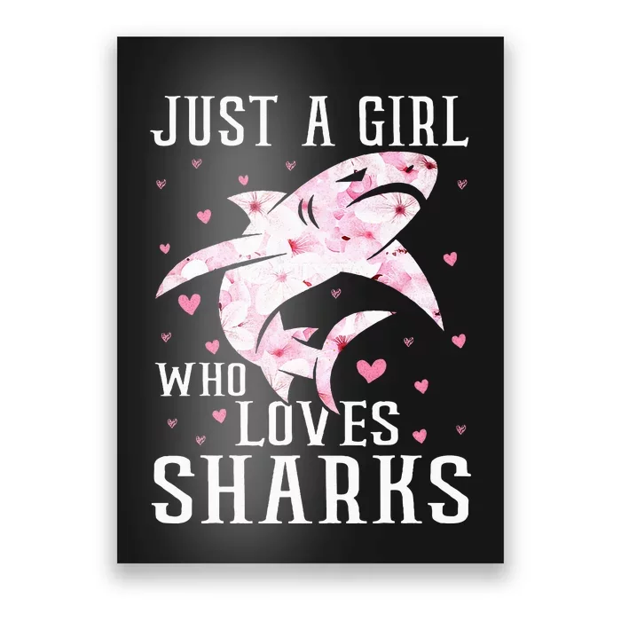 Just A Girl Who Loves Sharks Retro Style Vintage Poster