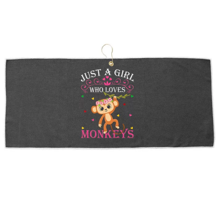 Just A Girl Who Loves Monkeys Cute Monkey Lover Kids Large Microfiber Waffle Golf Towel