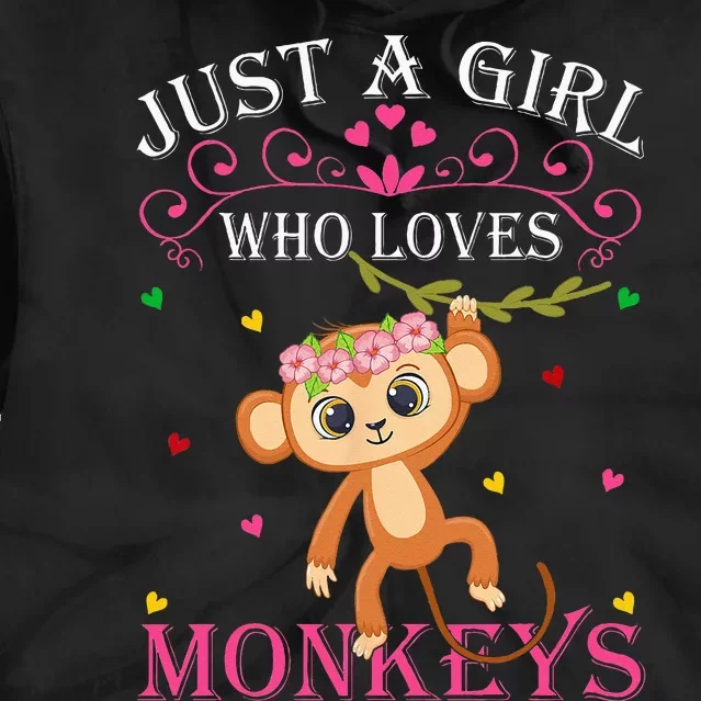 Just A Girl Who Loves Monkeys Cute Monkey Lover Kids Tie Dye Hoodie