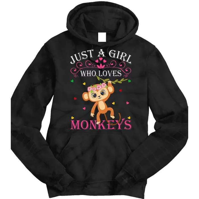 Just A Girl Who Loves Monkeys Cute Monkey Lover Kids Tie Dye Hoodie