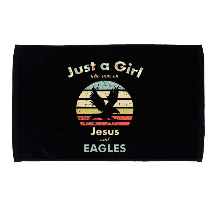 Just A Girl Who Runs On Jesus And Eagles Retro Eagle Microfiber Hand Towel