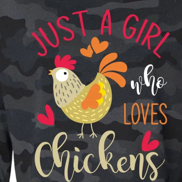 Just A Girl Who Loves Chickens Cool Gift Cropped Pullover Crew