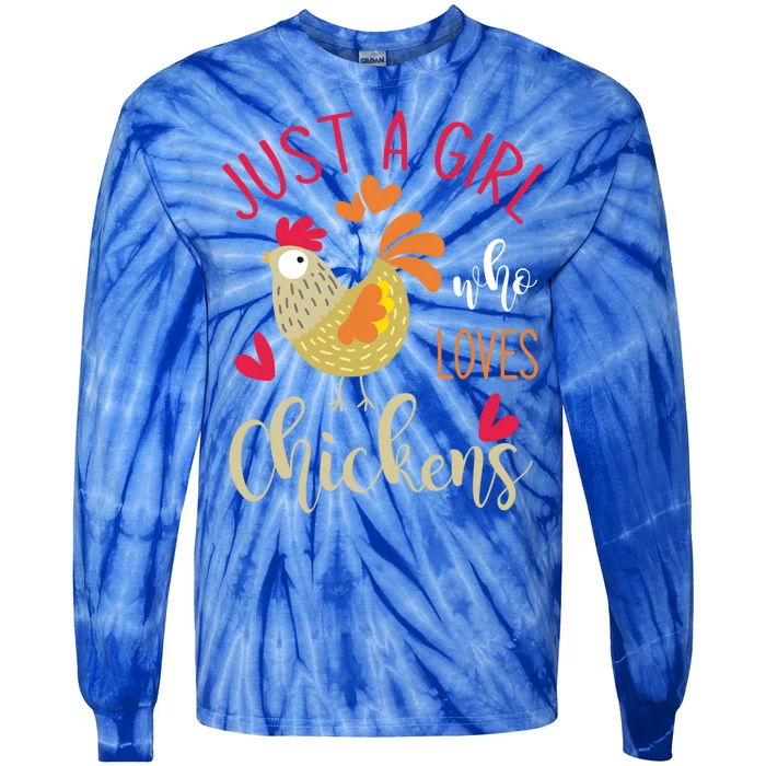 Just A Girl Who Loves Chickens Cool Gift Tie-Dye Long Sleeve Shirt