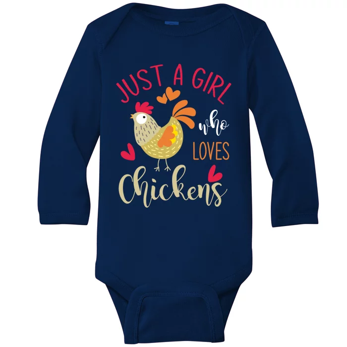 Just A Girl Who Loves Chickens Cool Gift Baby Long Sleeve Bodysuit