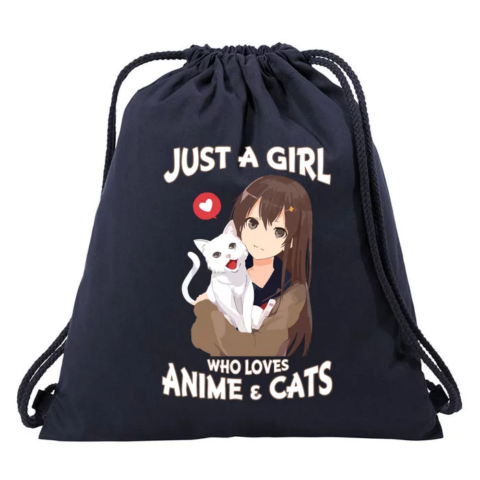 Just A Girl Who Loves Anime & Cats Cute Gifts Drawstring Bag