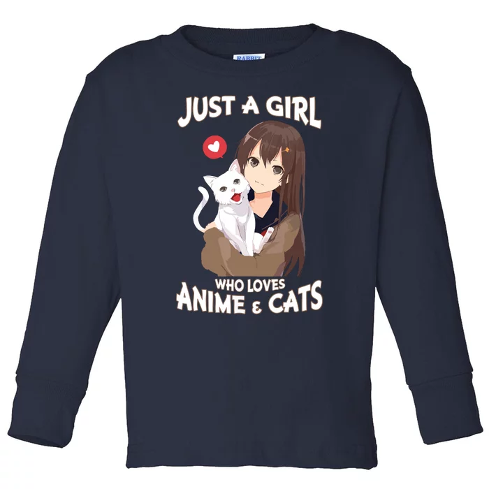 Just A Girl Who Loves Anime & Cats Cute Gifts Toddler Long Sleeve Shirt