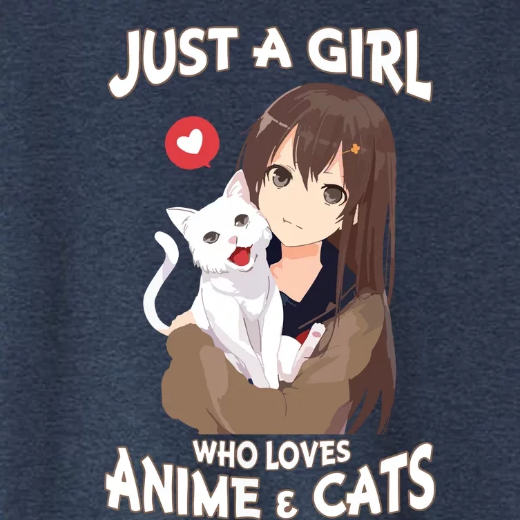 Just A Girl Who Loves Anime & Cats Cute Gifts Women's Crop Top Tee