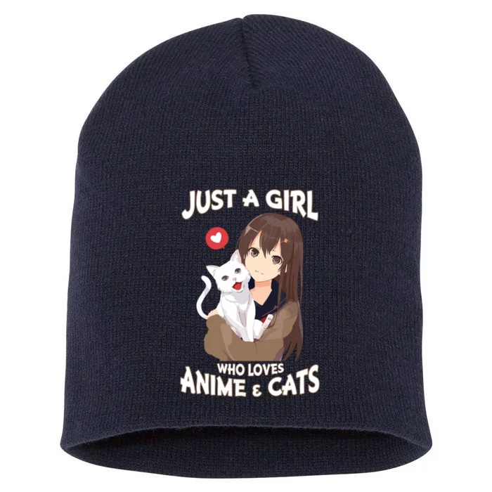 Just A Girl Who Loves Anime & Cats Cute Gifts Short Acrylic Beanie