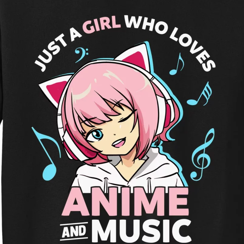 Just A Girl Who Loves Anime and Music Wo Anime Teen Girl Sweatshirt