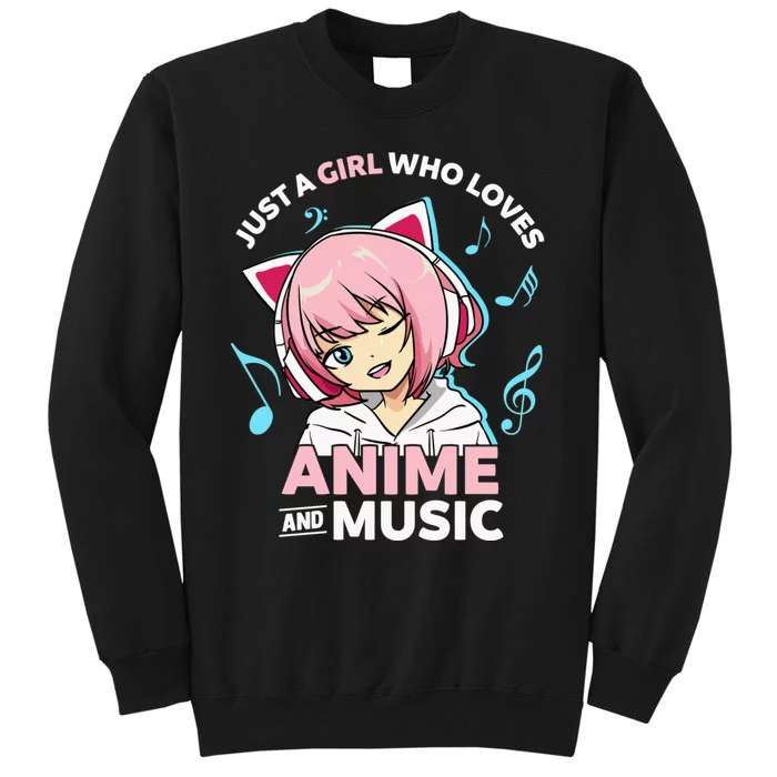 Just A Girl Who Loves Anime and Music Wo Anime Teen Girl Sweatshirt