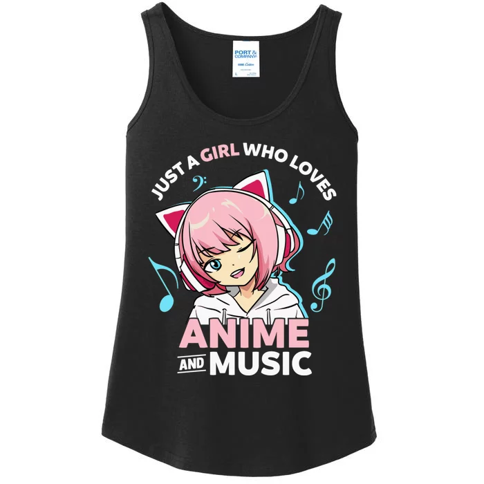 Just A Girl Who Loves Anime and Music Wo Anime Teen Girl Ladies Essential Tank