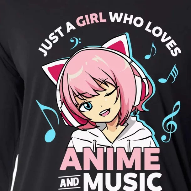 Just A Girl Who Loves Anime and Music Wo Anime Teen Girl Cooling Performance Long Sleeve Crew