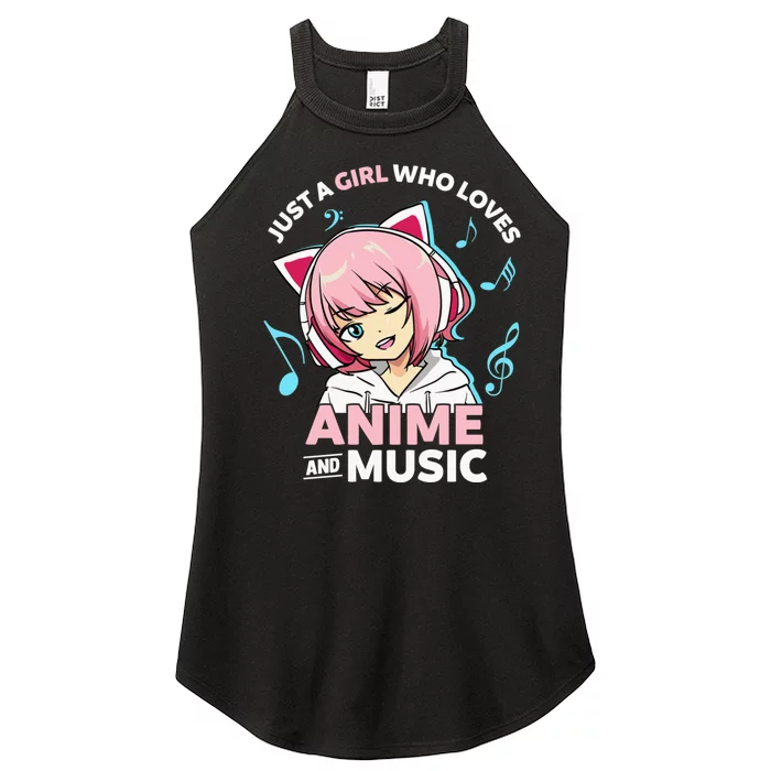 Just A Girl Who Loves Anime and Music Wo Anime Teen Girl Women’s Perfect Tri Rocker Tank