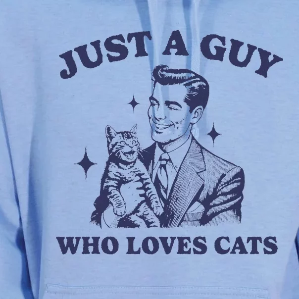 Just A Guy Who Loves Cats Funny Retro Design Unisex Surf Hoodie