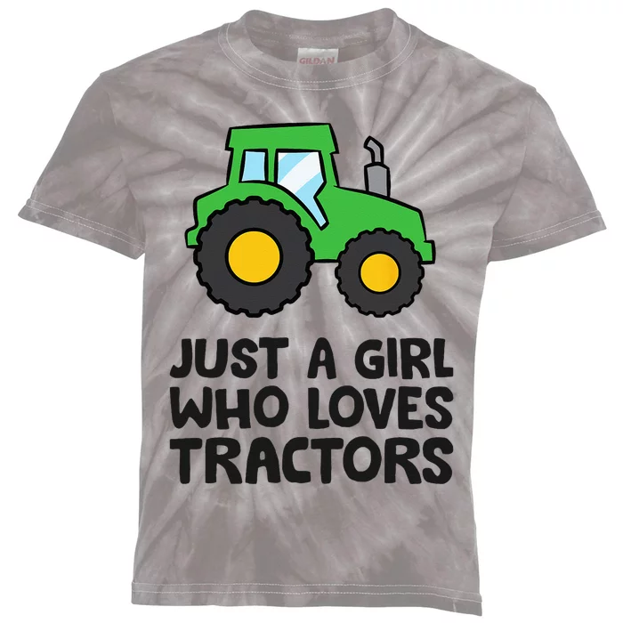 Just A Girl Who Loves Tractors Kids Tie-Dye T-Shirt