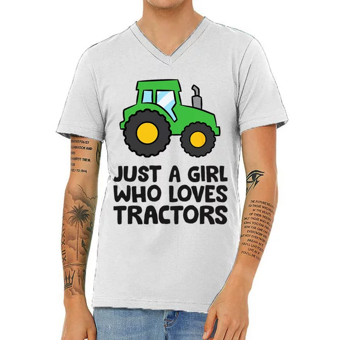 Just A Girl Who Loves Tractors V-Neck T-Shirt