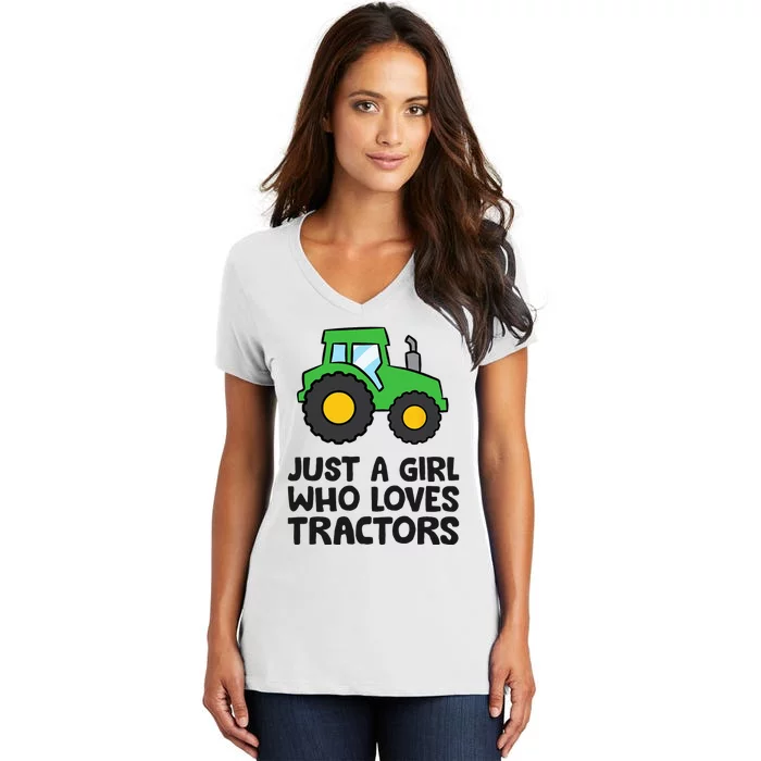 Just A Girl Who Loves Tractors Women's V-Neck T-Shirt