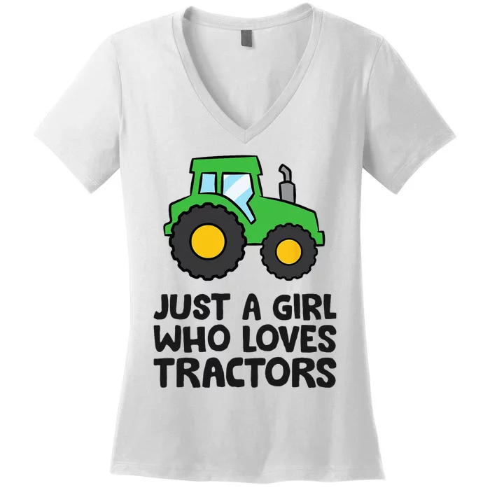 Just A Girl Who Loves Tractors Women's V-Neck T-Shirt