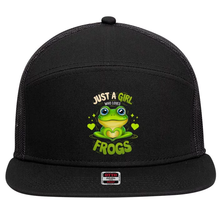 Just A Girl Who Loves Frogs Funny Frog Lover Girl Woman 7 Panel Mesh Trucker Snapback Hat