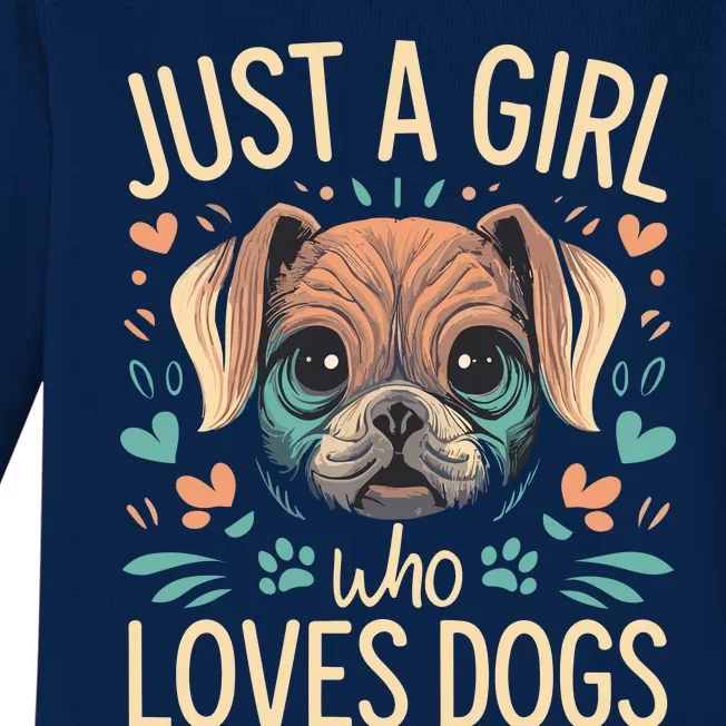 Just A Girl Who Loves Dogs Baby Long Sleeve Bodysuit