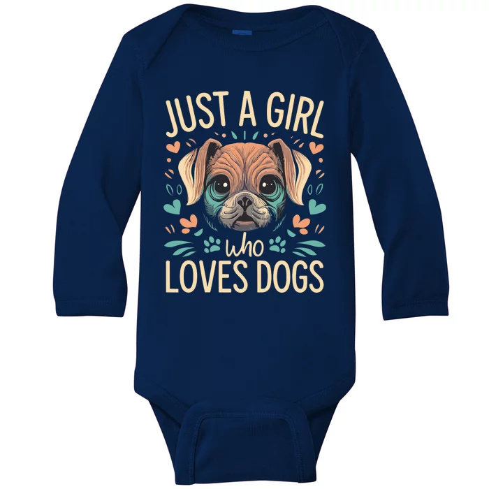 Just A Girl Who Loves Dogs Baby Long Sleeve Bodysuit