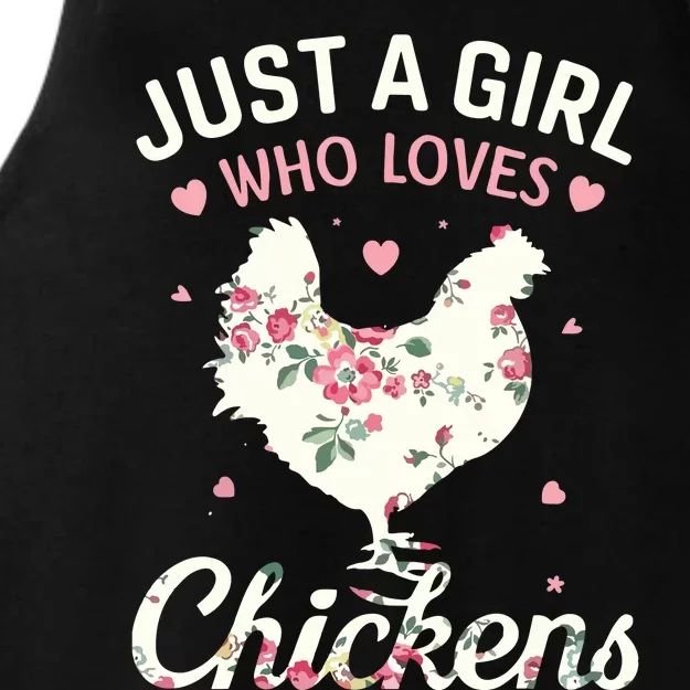 Just A Girl Who Loves Chickens Floral Farmer Girl Gifts Ladies Tri-Blend Wicking Tank