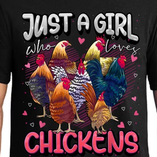 Just A Girl Who Loves Chickens Cute Chicken Lover Farmers Pajama Set