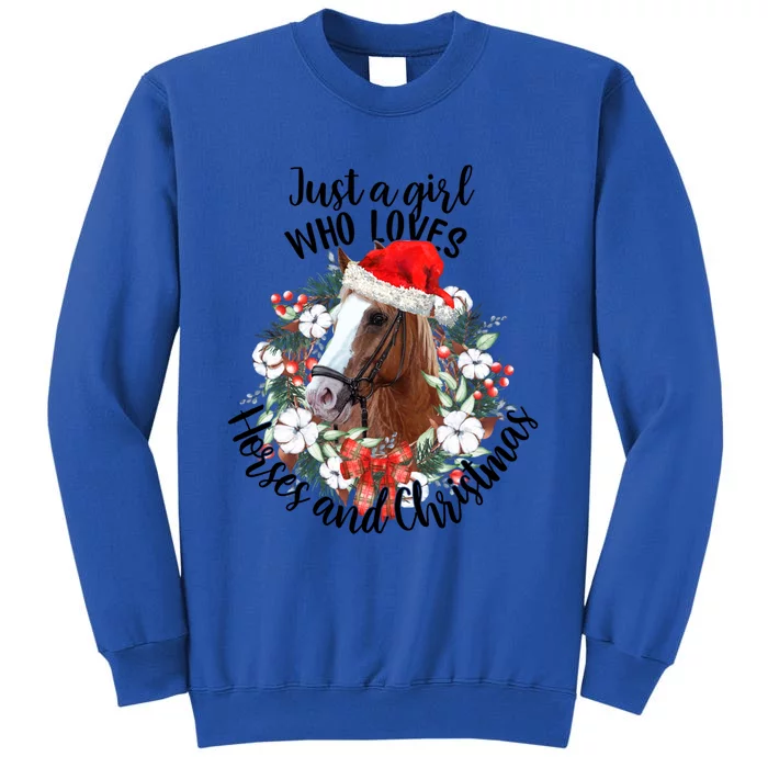 Just A Girl Who Loves Horses And Christmas Horse Lover Xmas Gift Sweatshirt