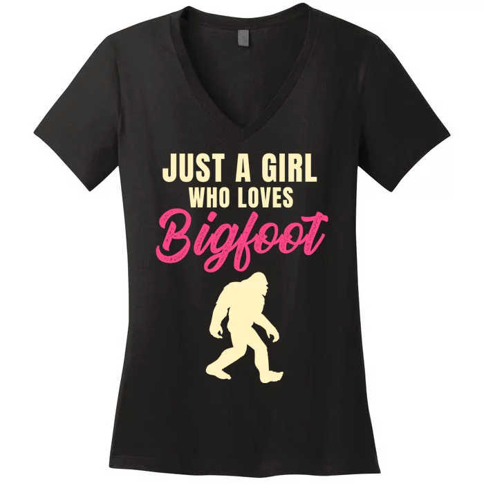 Just A Girl Who Loves Bigfoot Women's V-Neck T-Shirt