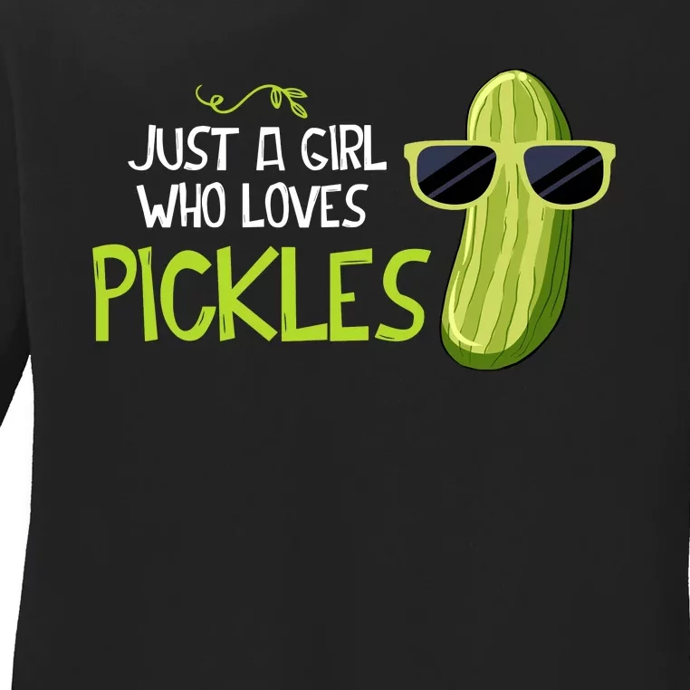 Just A Girl Who Loves Pickles Cuts Pickles Cooking Birthday Ladies Long Sleeve Shirt