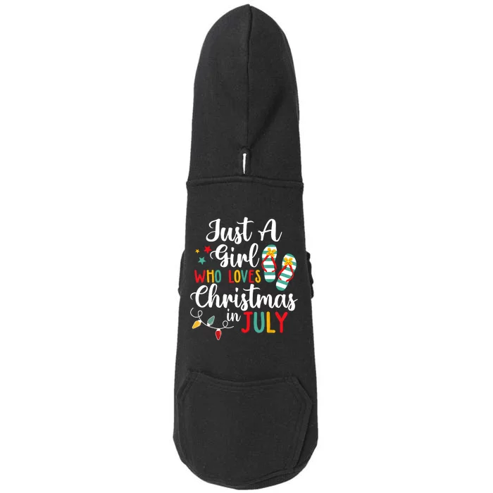 Just A Girl Who Loves Christmas In Jully Summer Beach Women Doggie 3-End Fleece Hoodie