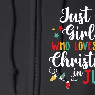 Just A Girl Who Loves Christmas In Jully Summer Beach Women Full Zip Hoodie