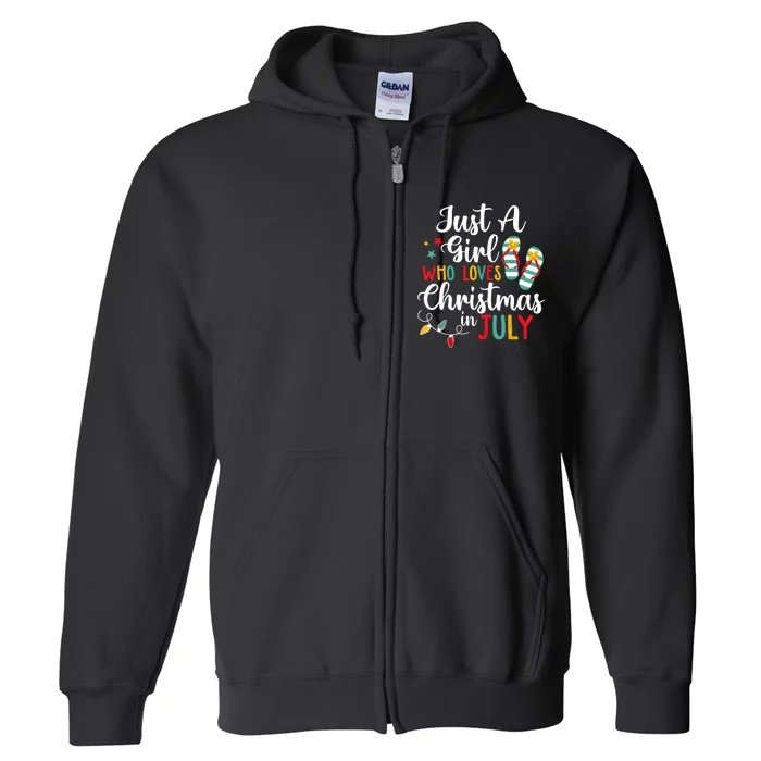 Just A Girl Who Loves Christmas In Jully Summer Beach Women Full Zip Hoodie