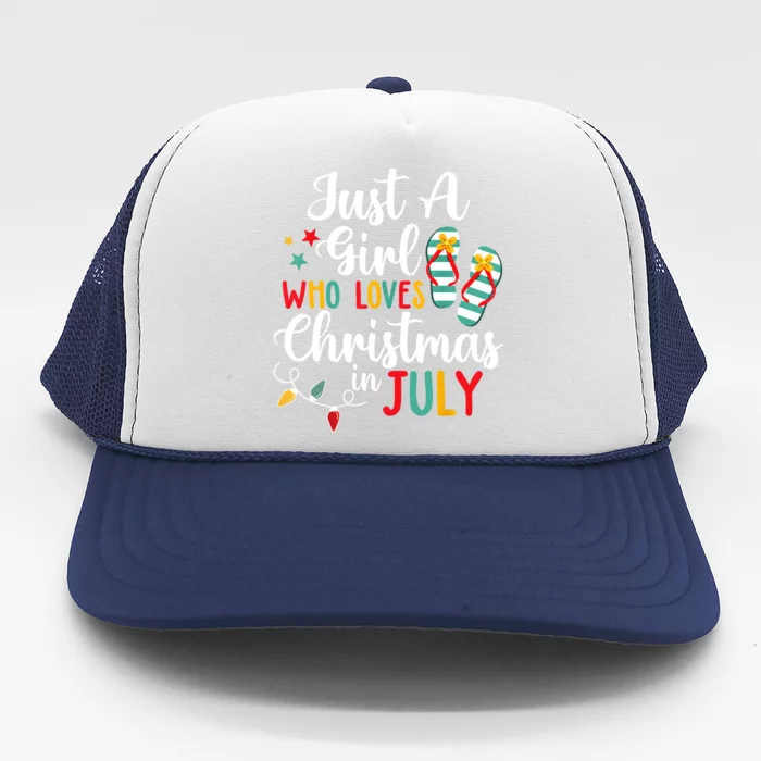 Just A Girl Who Loves Christmas In Jully Summer Beach Women Trucker Hat