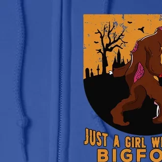 Just A Girll Who Loves Bigfoot Halloween Costume Gift Full Zip Hoodie