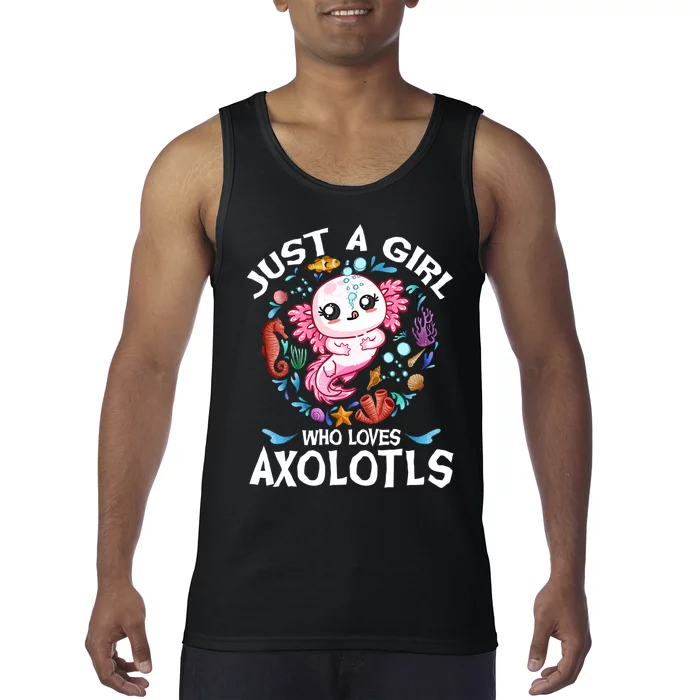 Just A Girl Who Loves Axolotls Cute Axolotl Kids Tank Top